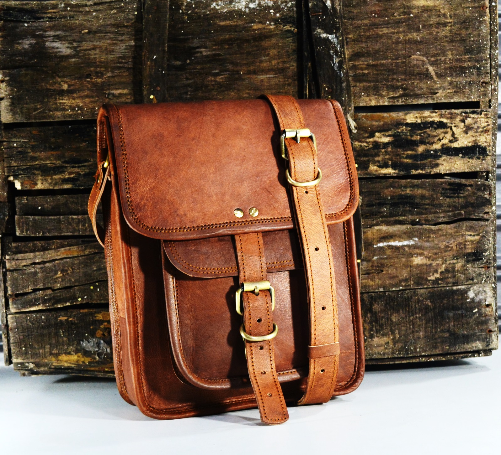 Leather 11 Inch Sturdy Leather I pad Messenger Satchel Bag Tablet satchel cross body shoulder bag - Image 3