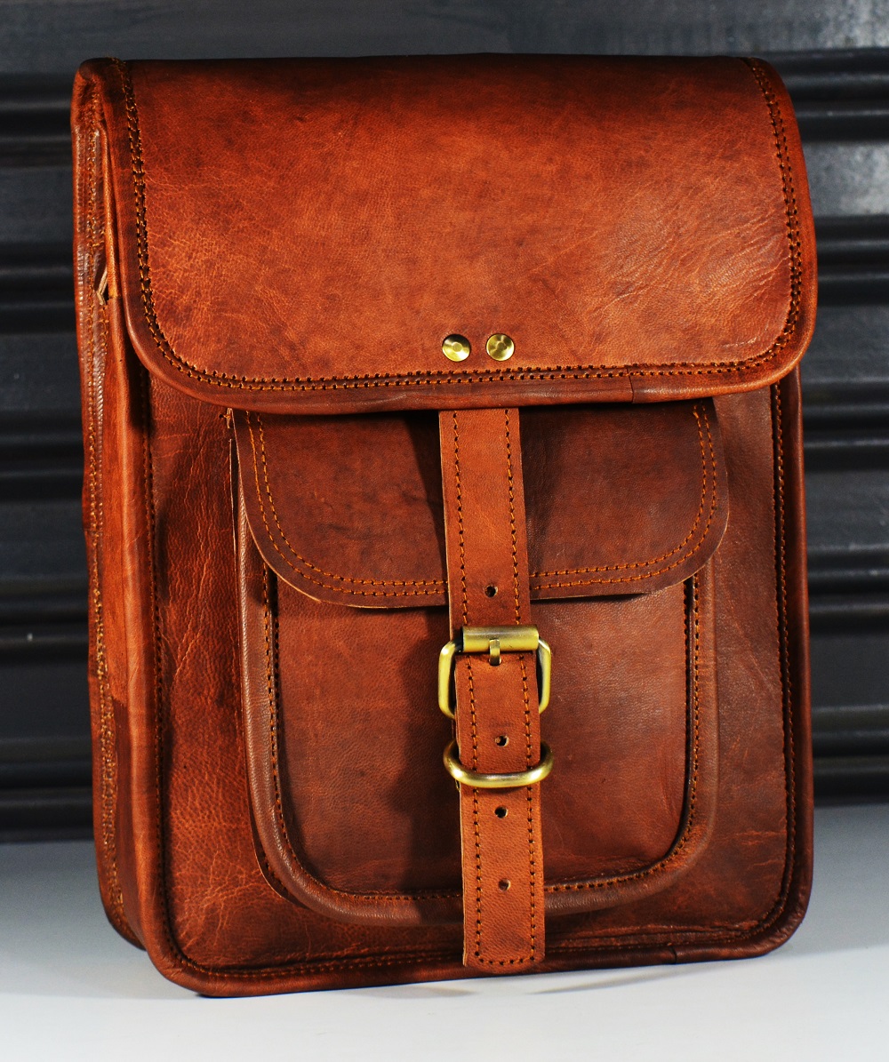 Leather 11 Inch Sturdy Leather I pad Messenger Satchel Bag Tablet satchel cross body shoulder bag - Image 2