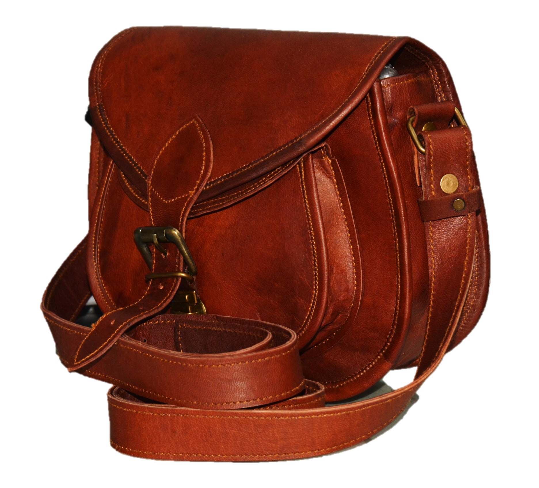 Handmade Women Leather Vintage Style Genuine Brown Leather Cross Body Shoulder Bag Purse - Image 3
