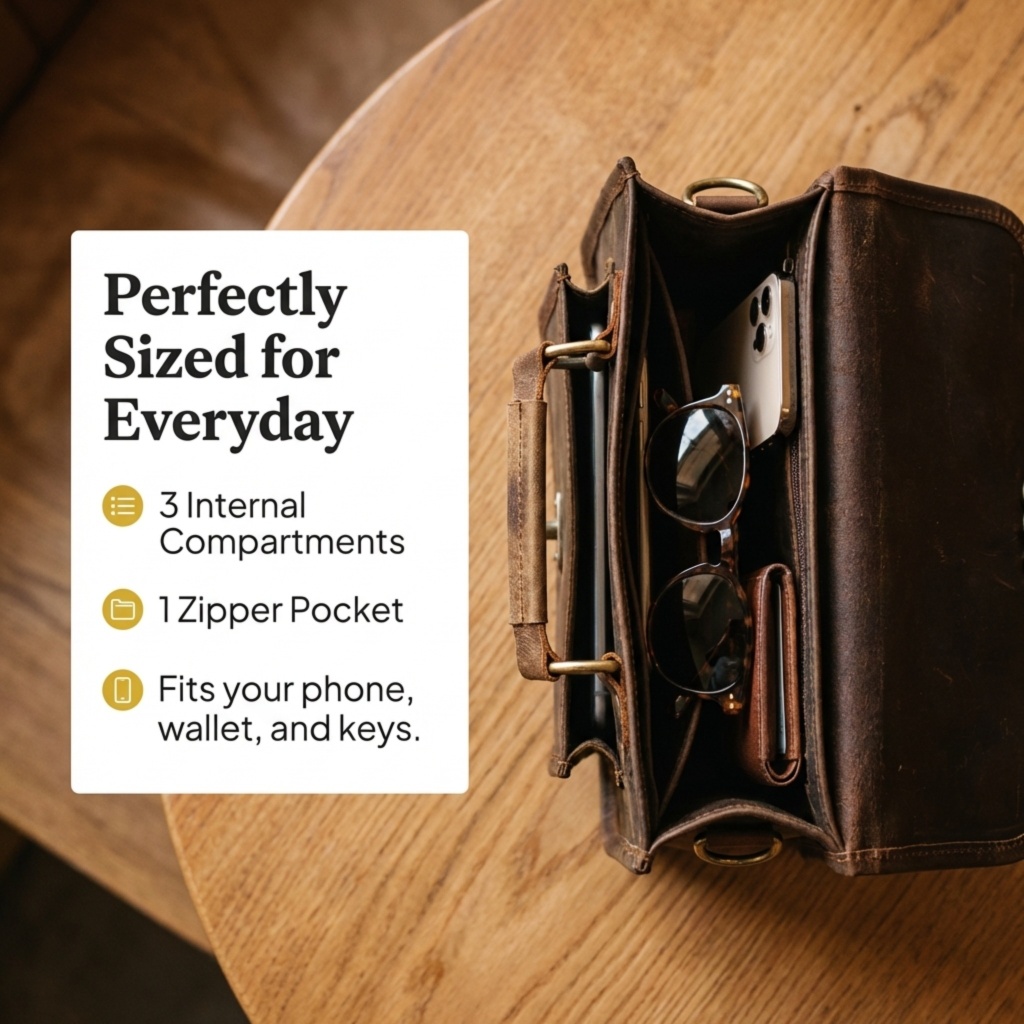 Jodhana | Dark Brown Leather Crossbody Bag For Women - Image 5