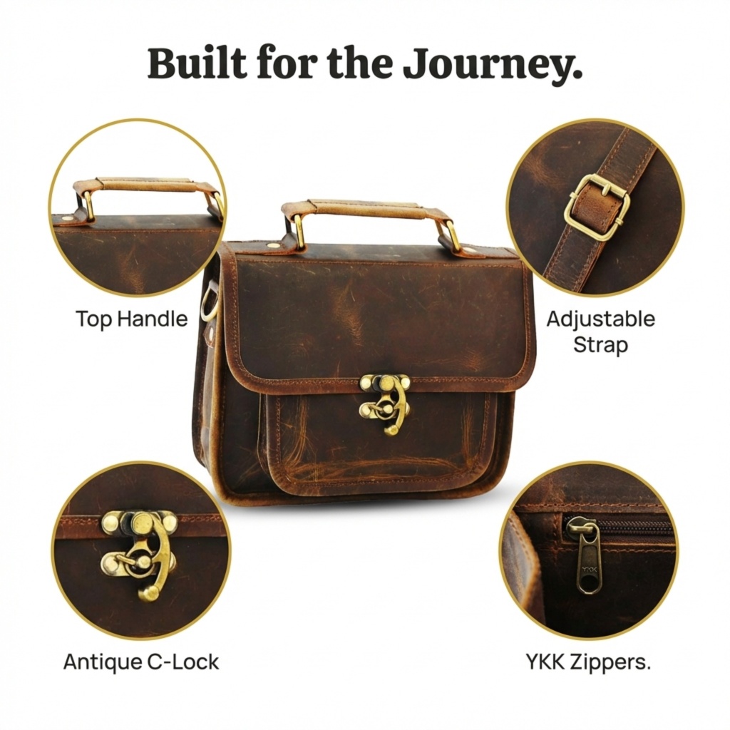 Jodhana | Dark Brown Leather Crossbody Bag For Women - Image 4
