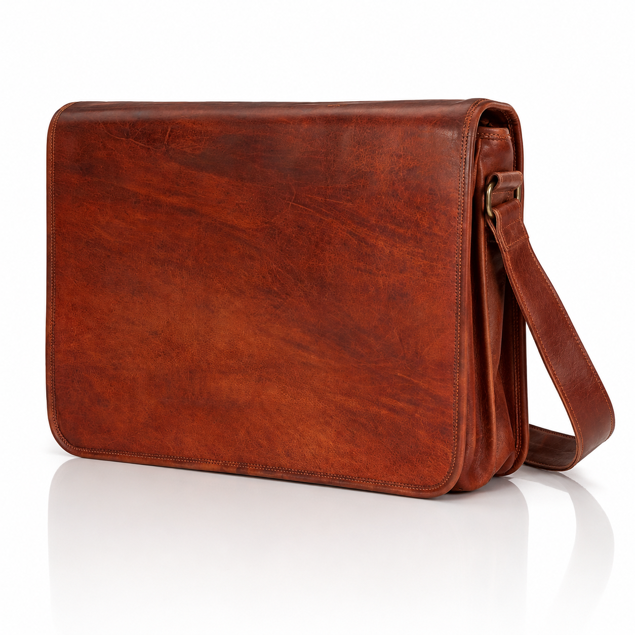 Leather 11 Inch Sturdy Leather I pad Messenger full flap Satchel Bag