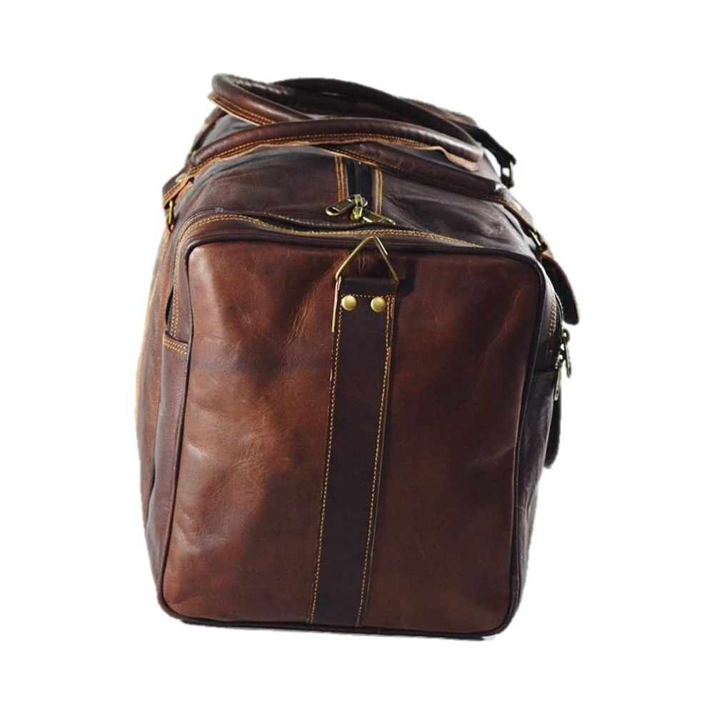 Duffel Bag Genuine Vintage Brown Leather Goat hide 24" Travel Luggage bag - Image 4