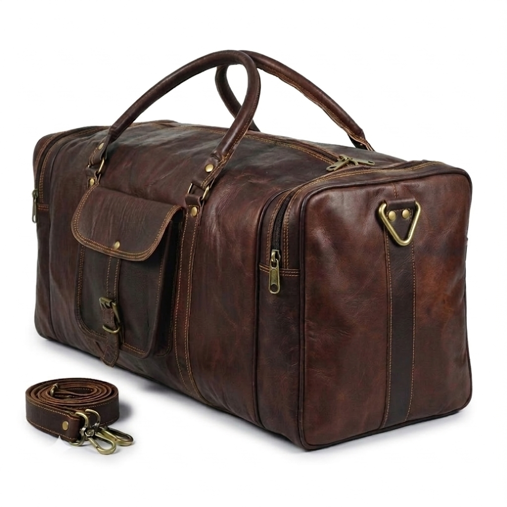 Duffel Bag Genuine Vintage Brown Leather Goat hide 24" Travel Luggage bag