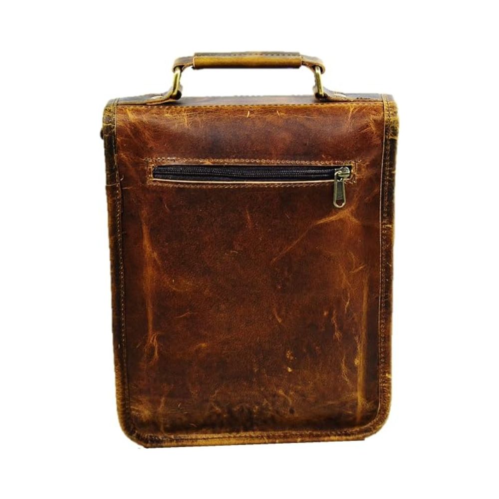 Men's Genuine Leather Small Briefcase Messenger Satchel Ipad Tab Tablet Bag 11 compatible with Apple product - Image 5