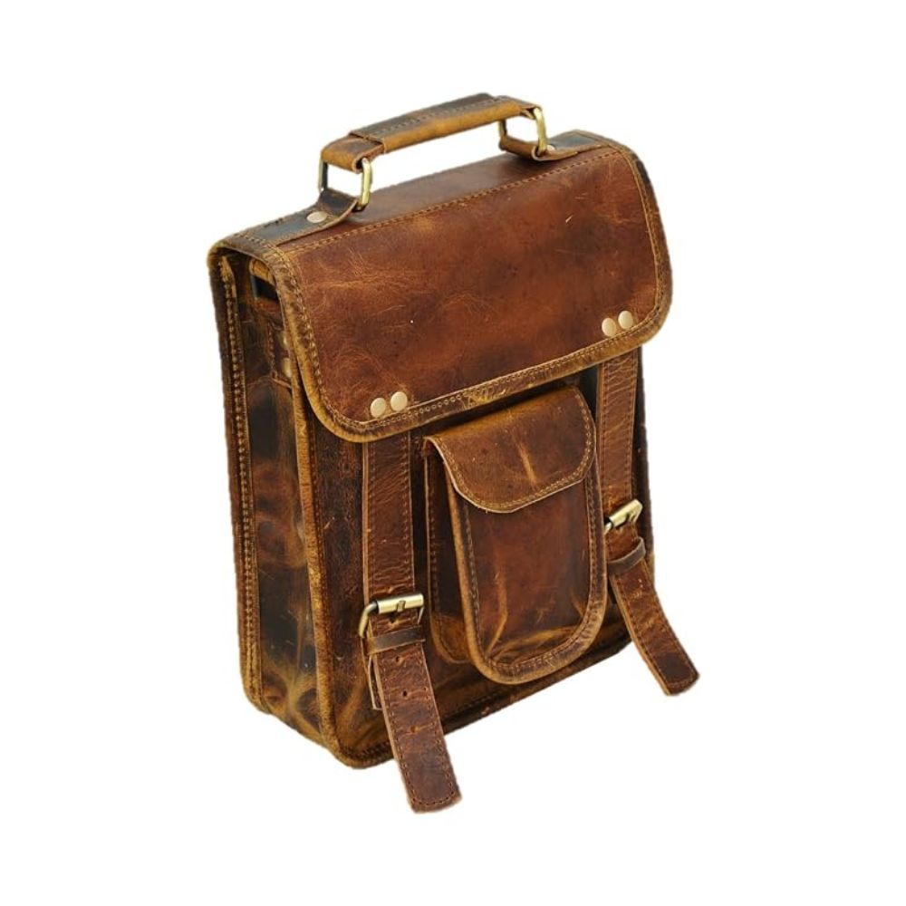 Men's Genuine Leather Small Briefcase Messenger Satchel Ipad Tab Tablet Bag 11 compatible with Apple product - Image 4