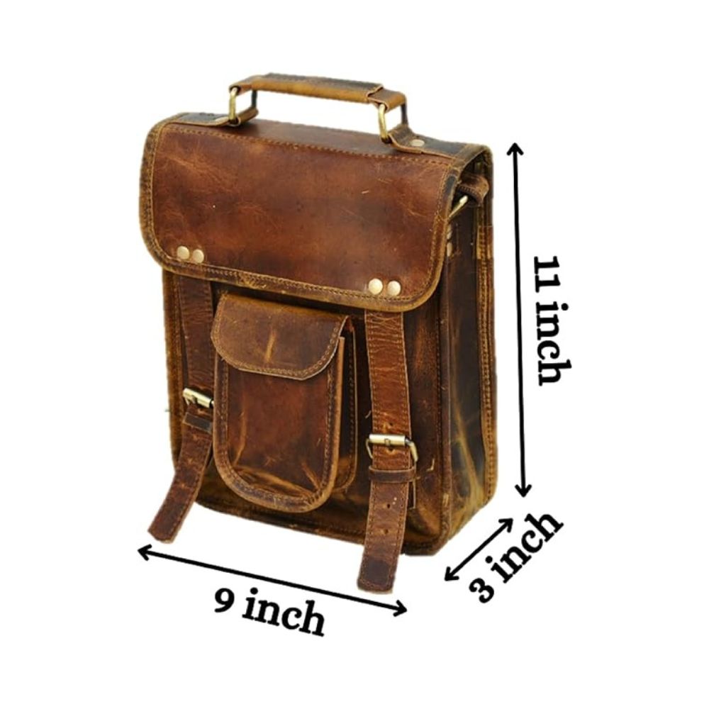 Men's Genuine Leather Small Briefcase Messenger Satchel Ipad Tab Tablet Bag 11 compatible with Apple product - Image 3